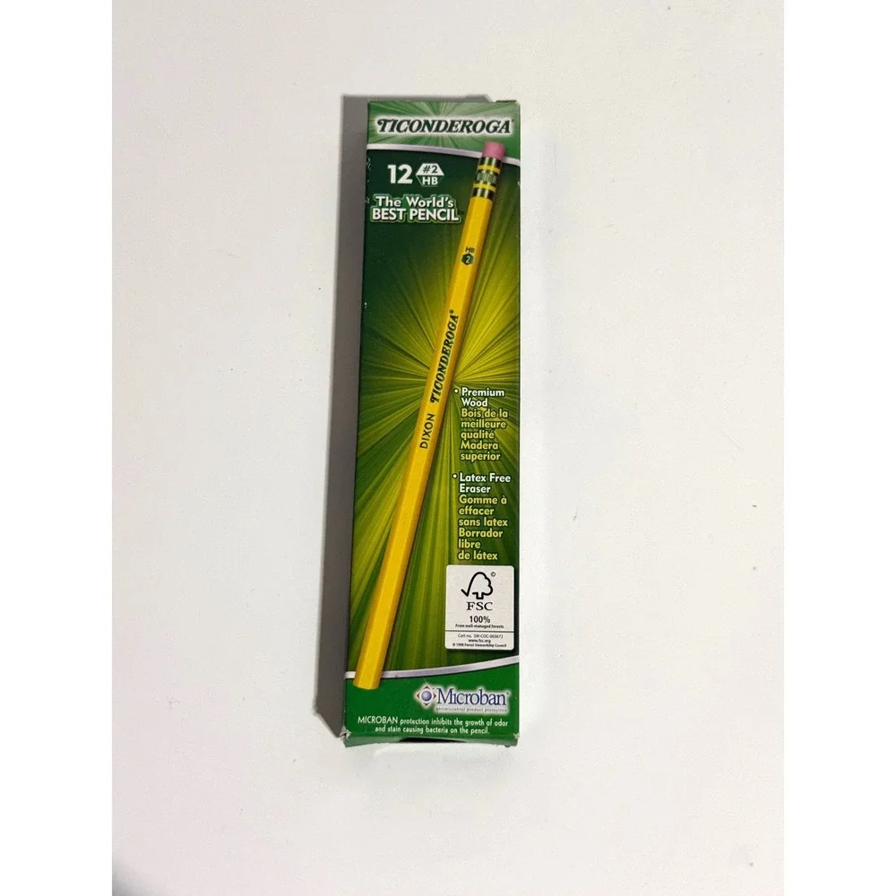 Dixon Ticonderoga 48 Count #2 HB Soft Wood Pencils Yellow Latex Free Eraser Bulk